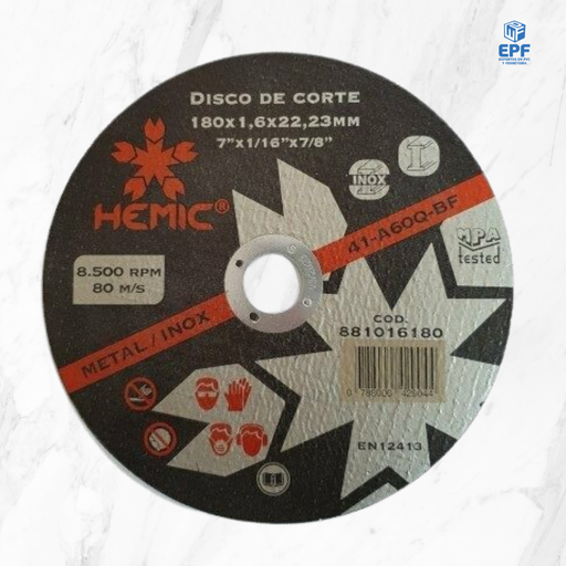 [1700111] DISCO DE CORTE HEMIC 180X1.6X22.23MM